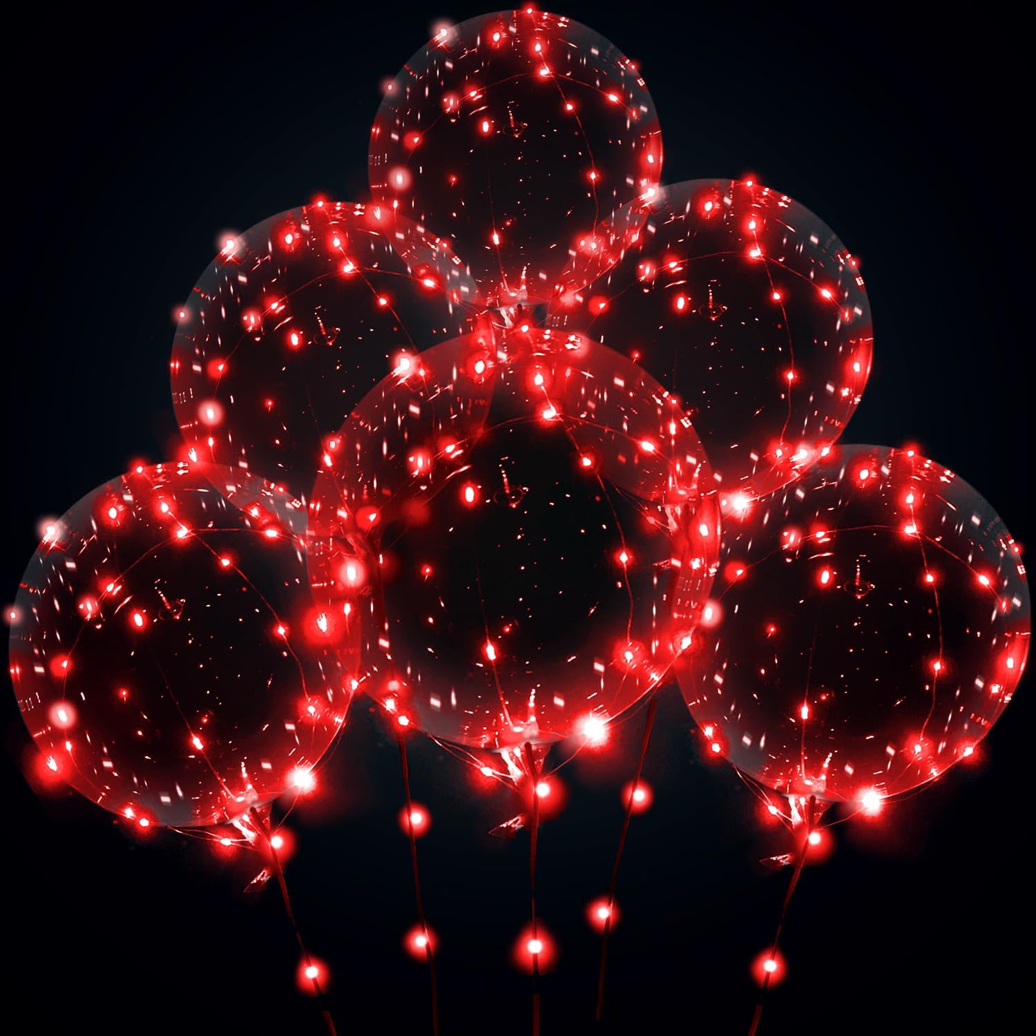 Red Led Light Up Balloons Transparent Bobo Balloons for Valentines Day Wedding Christmas Birthday Party Decorations